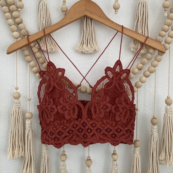 Free People Other - Free People bralette copper bohemian rusty pink color crochet crop top bra small